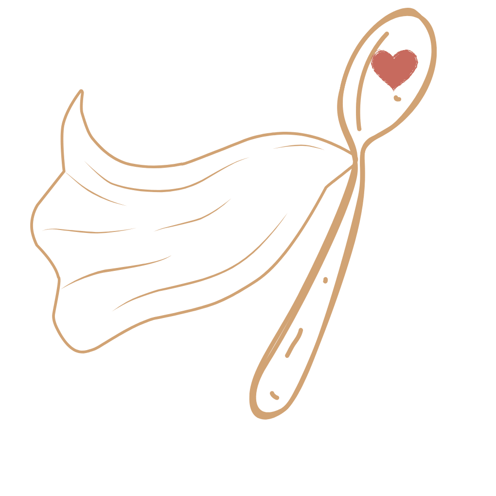 favicon design (1) IAM SUPERMOM logo icon with a spoon, heart, and cape symbolizing mom-powered cooking.